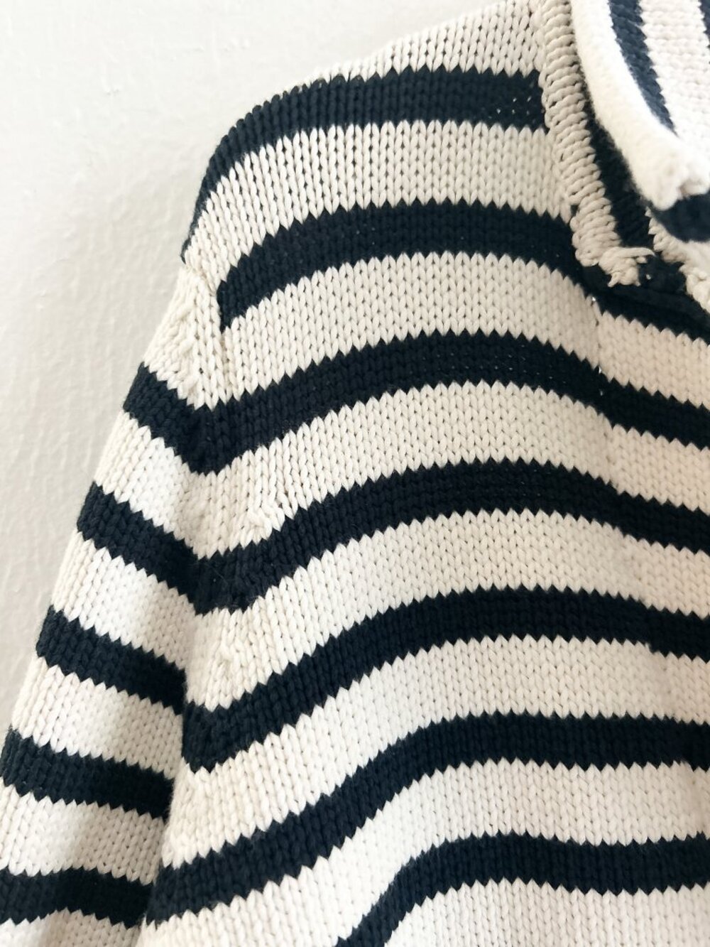 Bruno Manetti Nautical Oversized Cotton Blend Navy +‎ Cream Knit Cardigan - Picture 7 of 12